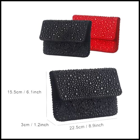 Sparkling Rhinestone Evening Clutch Elegant Wedding Party Bag Adjustable Strap